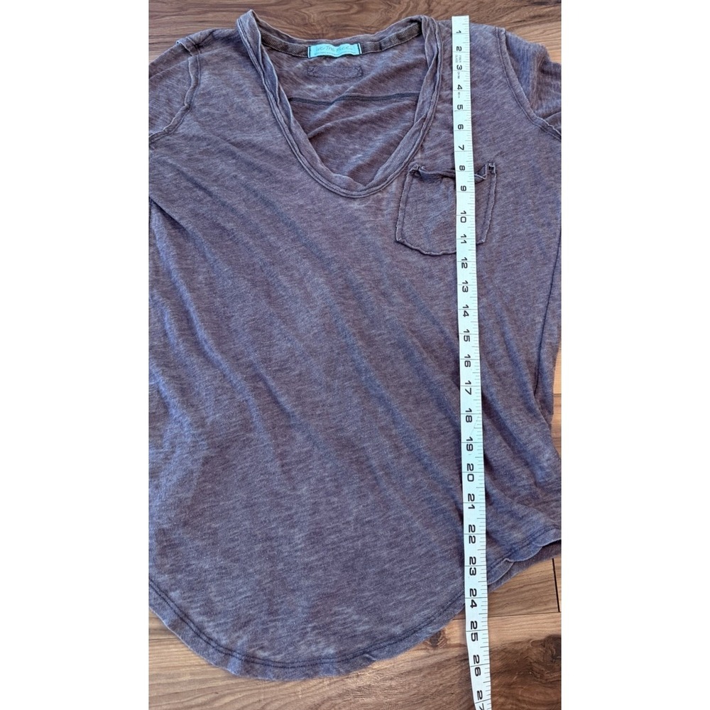 We The Free Free People Grey Slub Knit Long Sleeve Pocket Tee XS Boho Casual - Picture 6 of 10